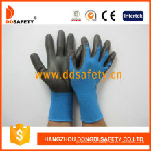Blaues Nylon mit schwarzem Nitril-Handschuh-Dnn816
